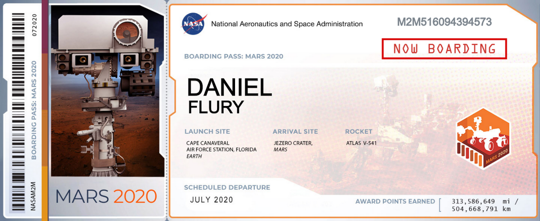 Boarding Pass Mars-Rover 2020